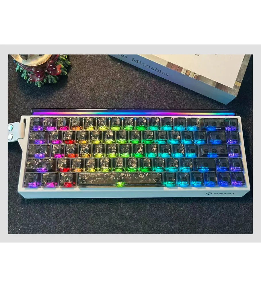 Black carbon fiber wooting personalized keycaps opaque customized side engraved from ace68 keys 87 keys 108 keys