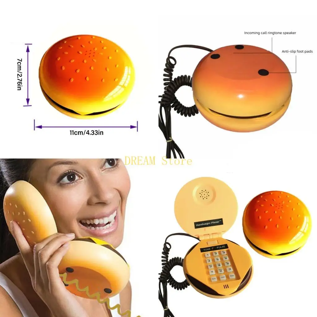 Funny Gadgets Emulational Hamburger Telephone Wire Landline Phone Cheeseburger best sale
