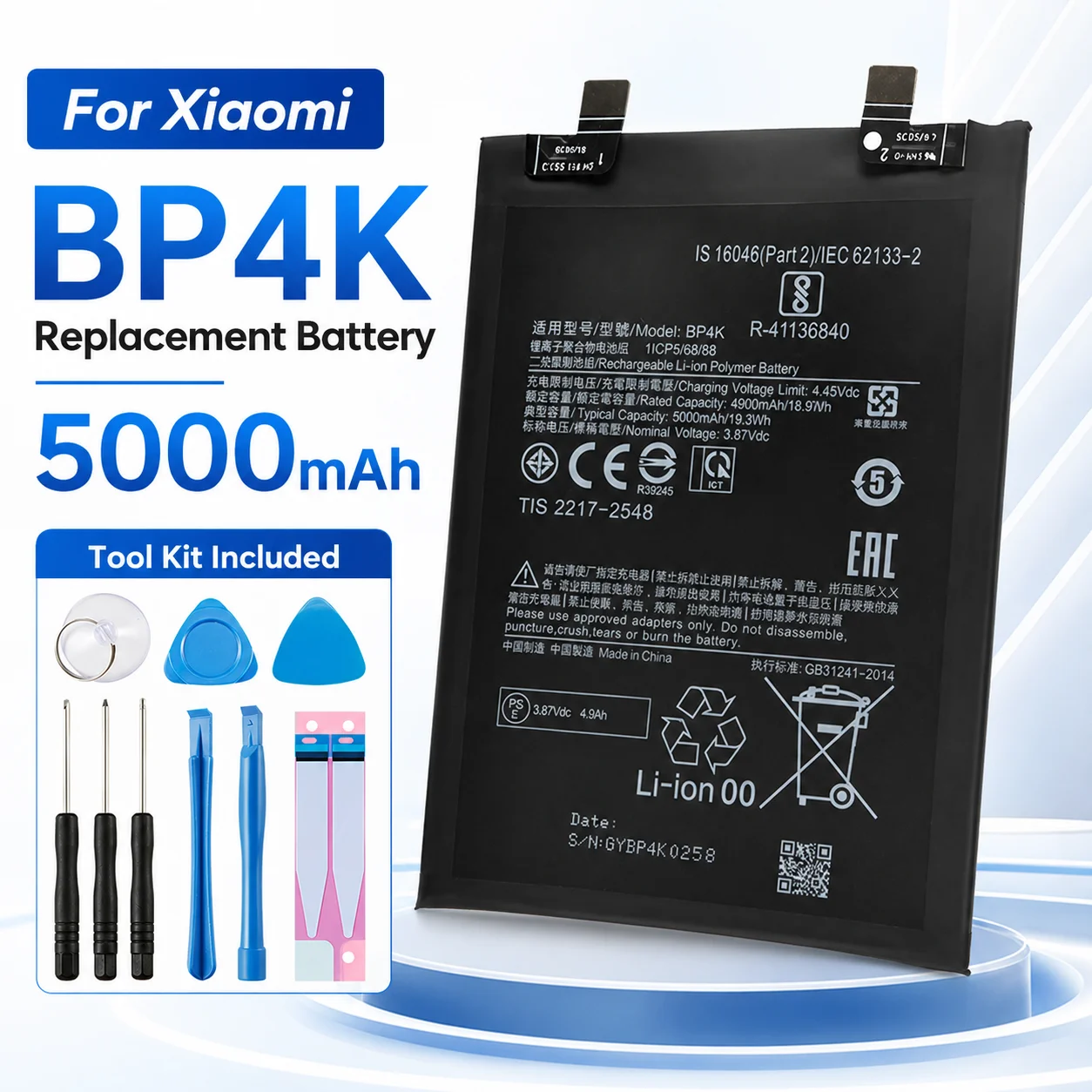 Brand New BP4K 5000mAh  For Xiaomi Redmi Note 12 Pro / Note 12T/ poco X5 pro Phone Replacement Batteries