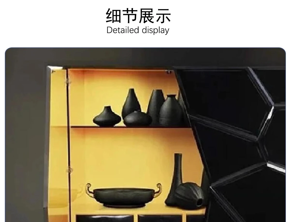 خزانة مشروبات مجوفة فاخرة وخفيفة الوزن وخزانة أنيقة ومبتكرة وخزانة جانبية لتناول الطعام مصنوعة من الخشب الصلب الفاخر