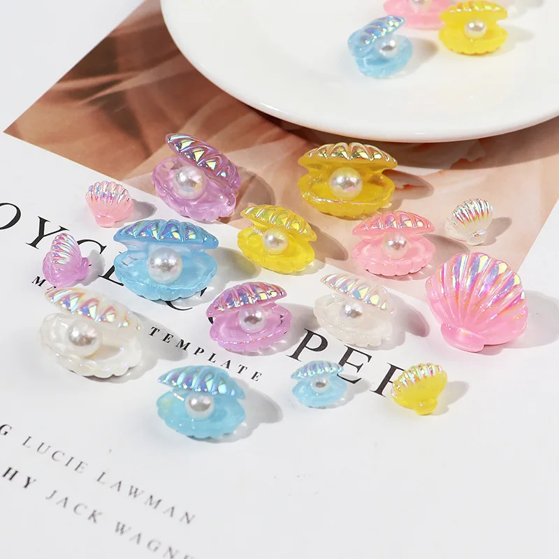 10 Stück Diy Resin Home Decor Kawaii Ocean Charms Serie Shell Pearl DecorCute Phone Case Zubehör – Detail 8