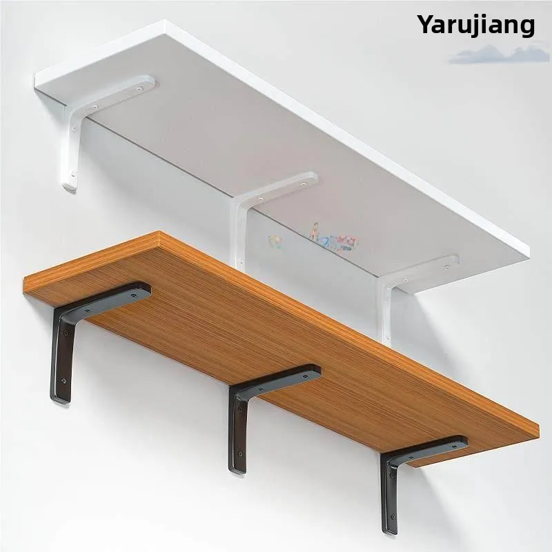 

Wall Mounted Storage Shelf Partition Wooden Board Hanging Cabinet Organizer Stainless Steel Bracket Shelf for Personal Care I...