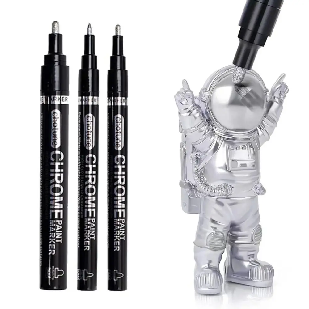Permanent Art Marker Paint Pen DIY Silver Liquid Pen Chrome Mirror Marker Pen Model Painting Marker Touch Up Reflect Markers Pen