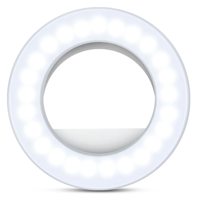 ZIZI Selfie Ring Light للهاتف الخليوي القابل لإعادة الشحن، مشبك ضوء حلقي وكاميرا الكمبيوتر المحمول 3 أوضاع إضاءة قابلة للتعديل