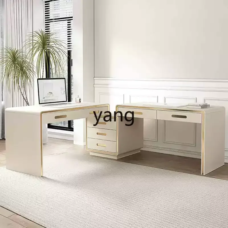 LH light luxury modern simple double desk computer desktop table home with drawers