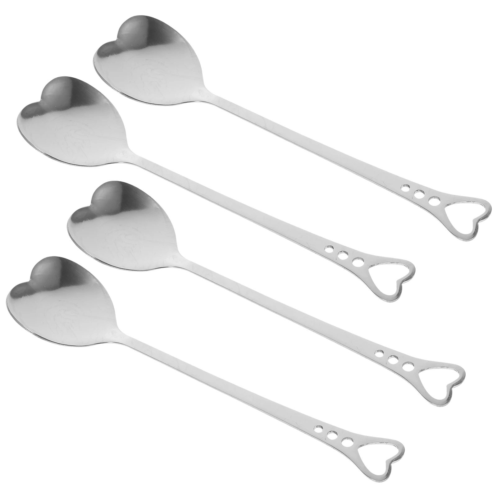 

4 Pcs Heart Shaped Spoons Cute Alloy Coffee Tea Spoon Portable Kitchen Utensils Sweet Snacks Dessert Eco Friendly Non Toxic Anti