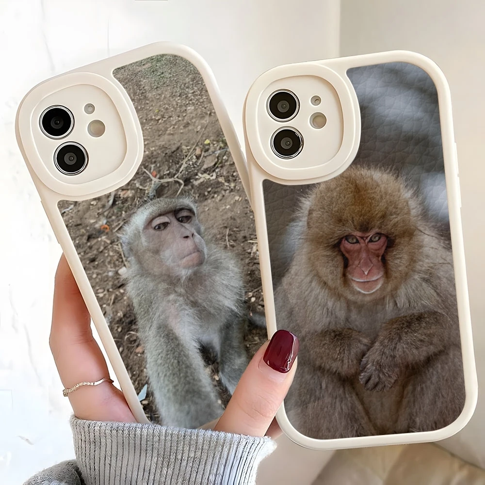 Monkey Sipping Caprisun Meme Phone Case For Iphone 15 14 13 12 Pro Max 11 Mini X Xr Xs 7 8 Puls Lambskin Silicone Cover