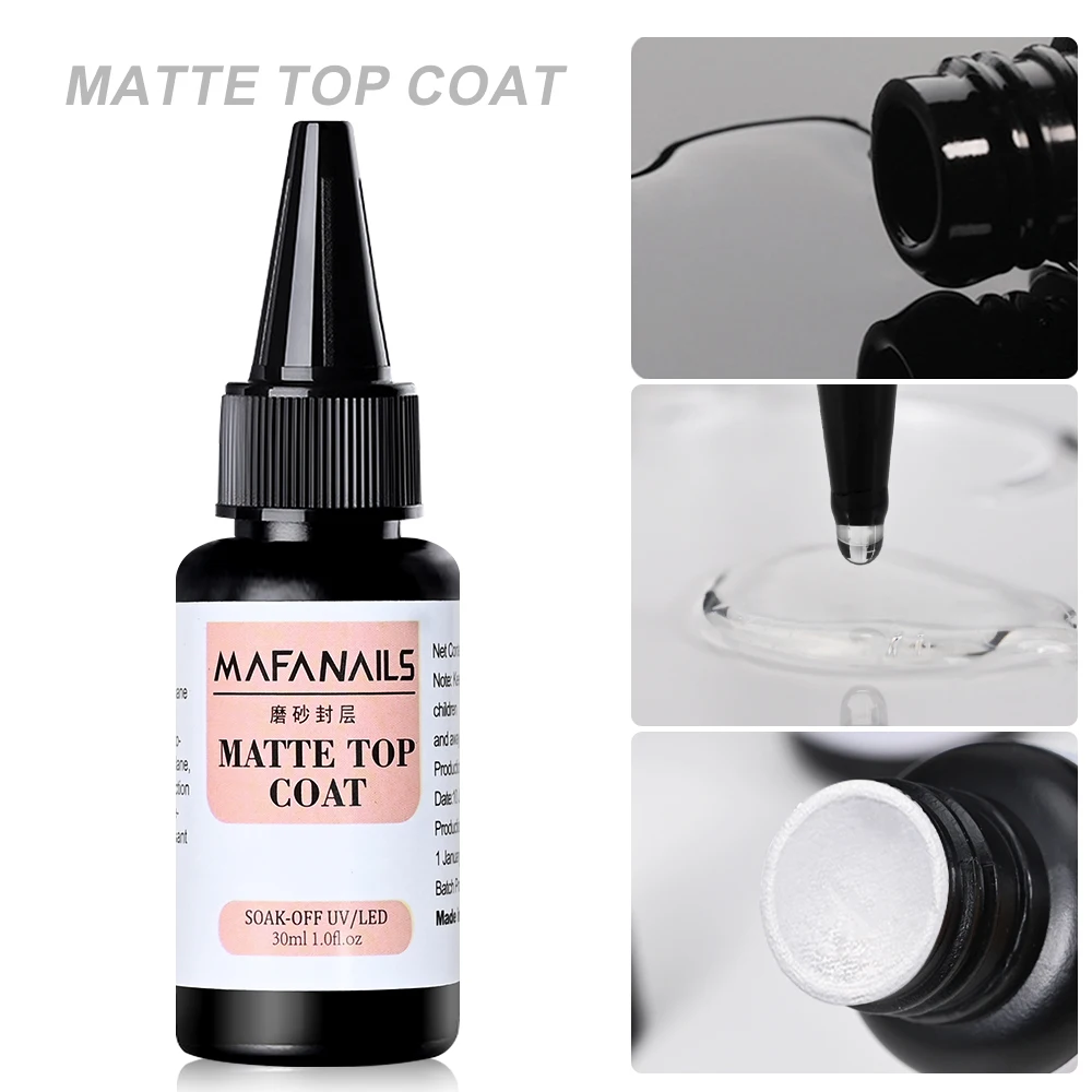 30ML Matte Top Coat Nail Gel Polish No-wipe Transparent Matte Gel Top Coat Varnish Semi Permanent SOAK-OFF UV Gel Nail Polish