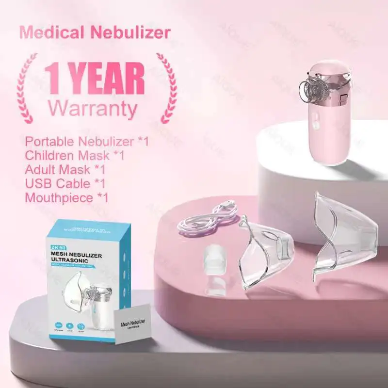 JUSTLANG Rechargeable Nebulizer Portable Min Silent Handheld Inhaler Ultrasonic Inhalator Mesh Atomizer Baby Adult Cough Asthma
