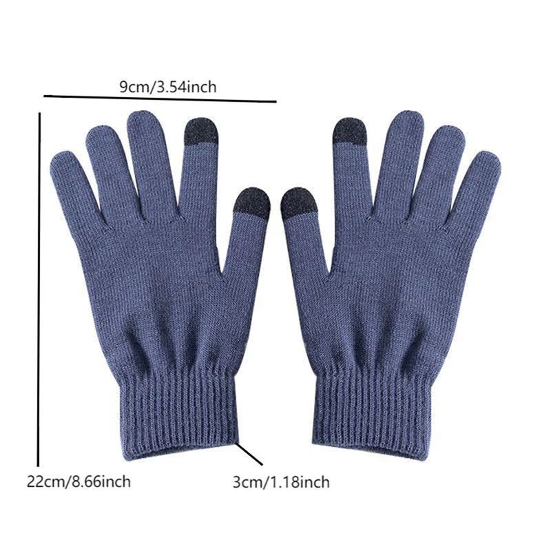 Guantes de punto cálidos de invierno para teléfono móvil, guantes tejidos de lana con pantalla táctil, guantes gruesos y cálidos para adultos, mitones para hombres y mujeres