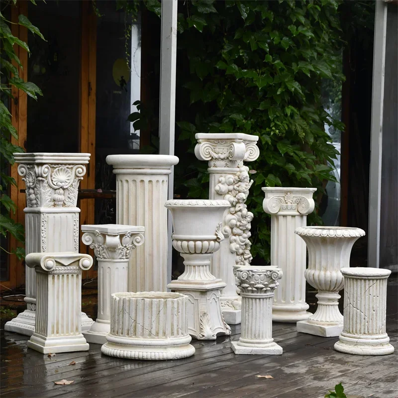 

GY European Style Flower Pot Roman Column Decoration Wedding Wedding Props Pillar Base Retro Garden Courtyard Balcony Decoration