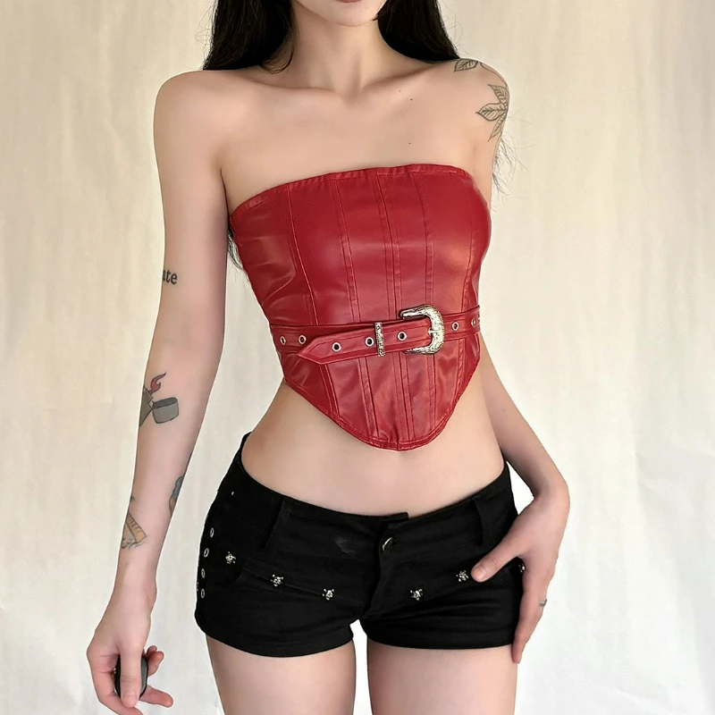 

Летний модный сексуальный укороченный топ без рукавов и бретелек с открытой спиной на молнии, подчеркивающий талию, для женщин, коллекция 2026 года