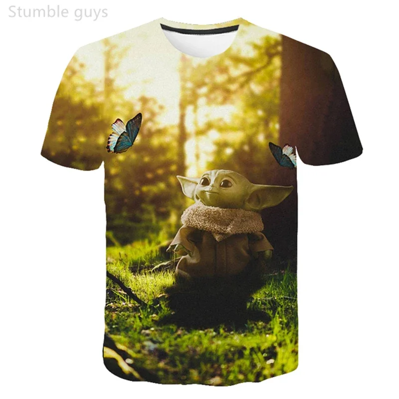 Camiseta de manga corta para niños con estampado de Leia Organa, camisetas informales con dibujos animados de Star Wars Anime para niños