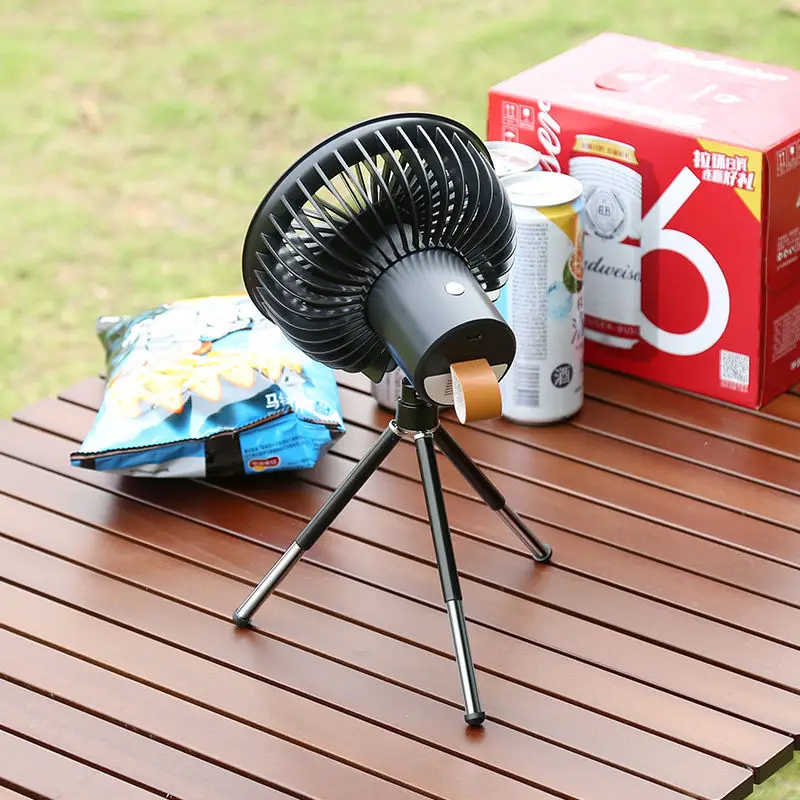 Có Thể Sạc Cắm Trại Ngoài Trời Quạt Trần Mini Gia Đình Bàn Tầng Chân Máy Đứng Điều Hòa Làm Mát 3 Bánh Răng Với Nightlight
