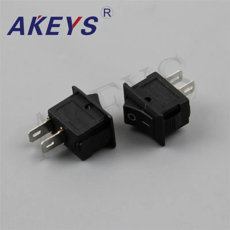 10PCS KCD11-101-2P Boat switch Rocker switch 10*15mm Black 2 files 2pin ship type switch