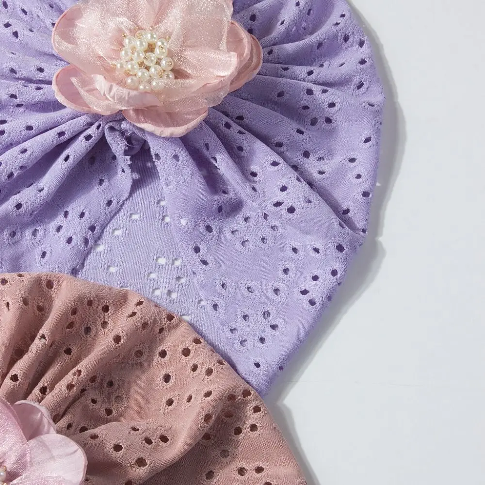 Simpatico cappello a fiore in pizzo elastico traspirante per ragazze turbante cavo per bambini berretti per neonati accessori per capelli