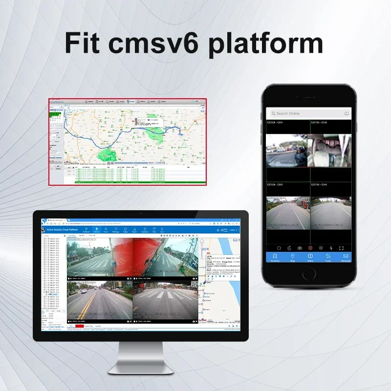 4G Sim Car Dashcam 1080P Mini Smart 3 Channel Dash Camera with Front and Rear Lenses GPS and WiFi  ADAS DMS fleet management