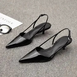 Women Pointed Toe Heels Shoes Sandals 2024 Dress Party Fashion Summer Slippers New Walking Flip Flops Pumps Mujer Zapatos Slides