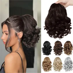 Short Synthetic curly Drawstring Ponytail extensions with Clip in Hairpieces for Women daily use that beginners friendly