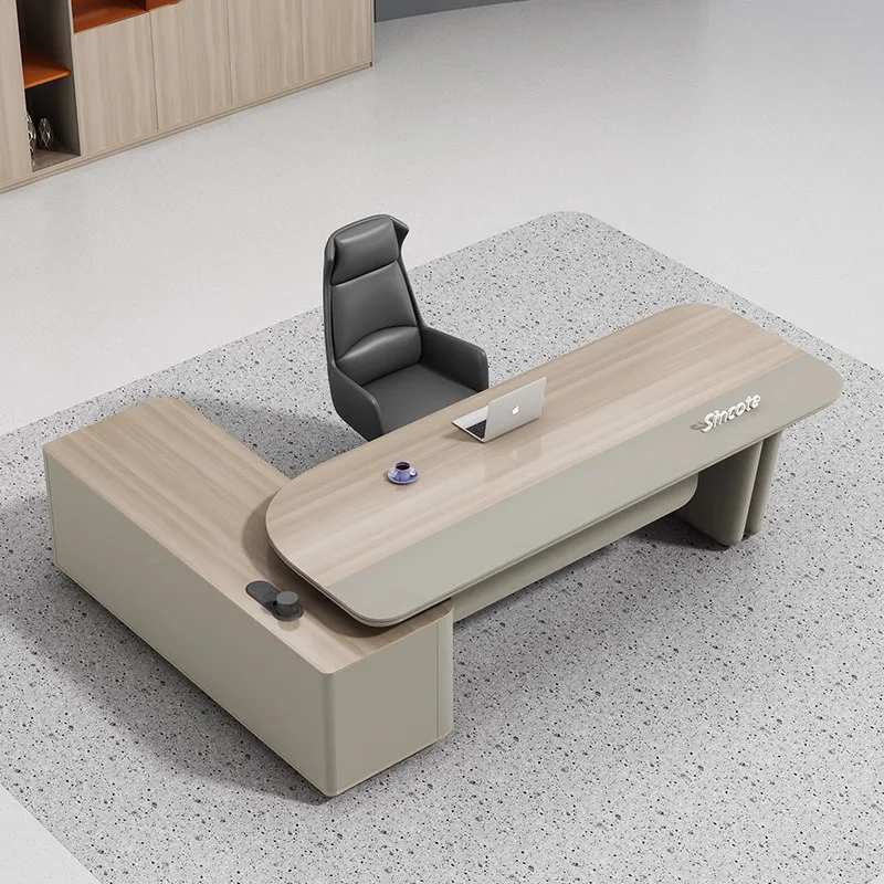 Simple Modern Light Luxury Durable L-Shaped Boss Desk High-End Lacquered Executive Manager Office Furniture High Quality Panel