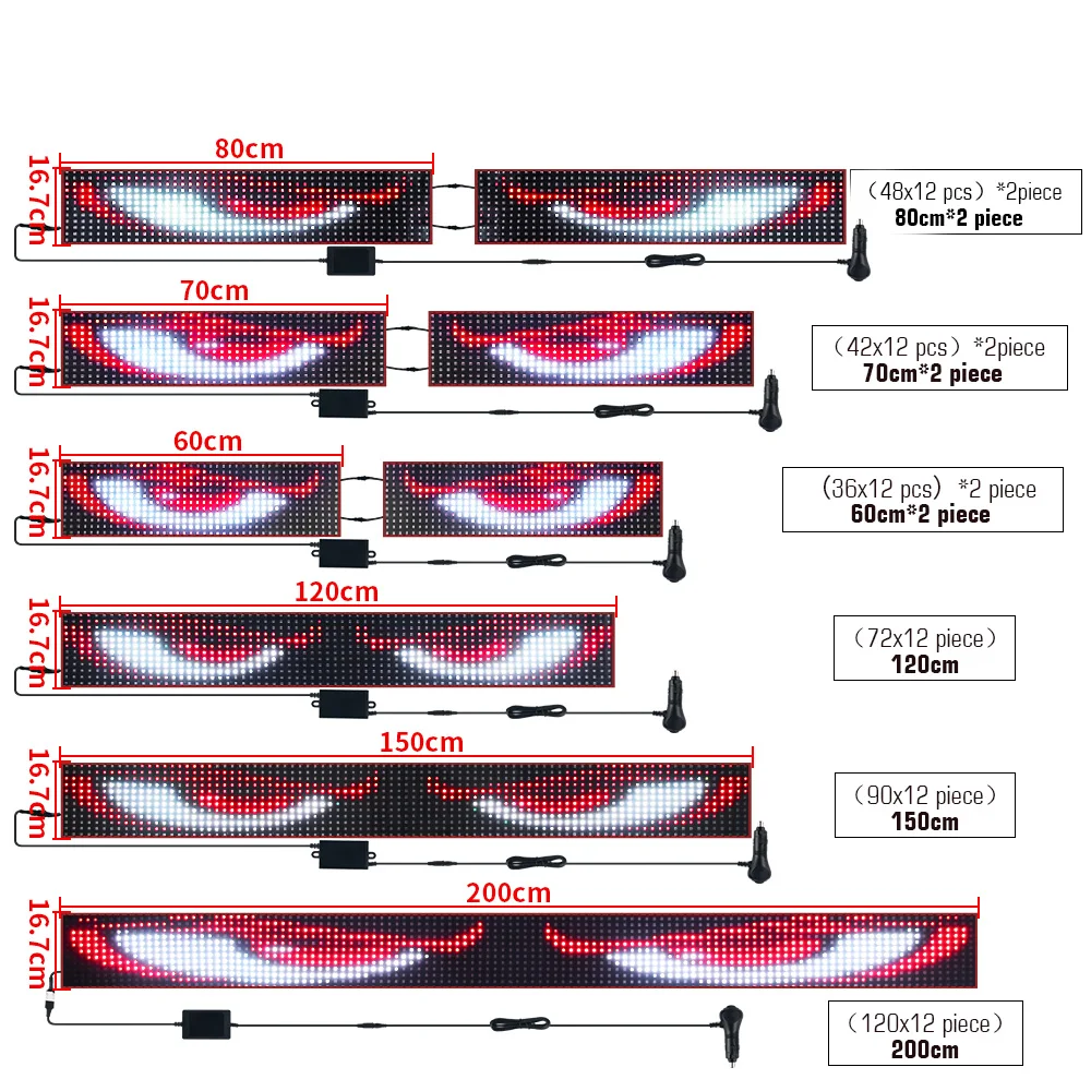 Truck Car Devil Eye APP Remote Control Scrolling Animation LED Pixel Panel Display Funny Ambient Light For Board Windshield