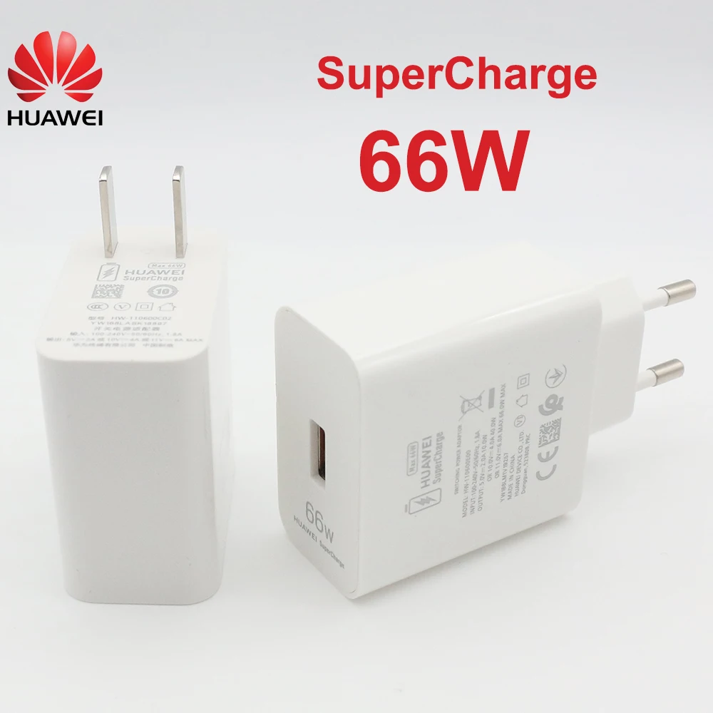 Original HUAWEI 66W EU US Supercharge Fast Charger Travel Adapter 6A Type C Cable For HUAWEI P50 P40 P30 Mate 40 Pro Honor 50