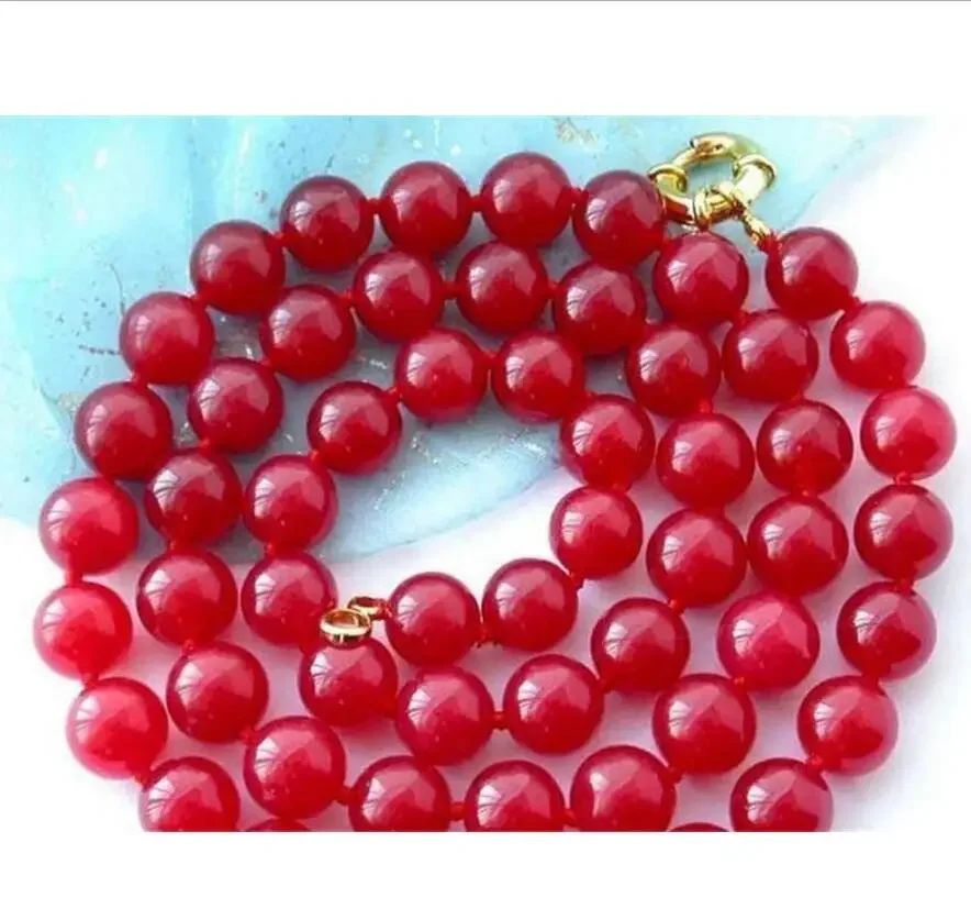 

Charm Fashion 8mm Red Ruby Gemstone Necklace 36"