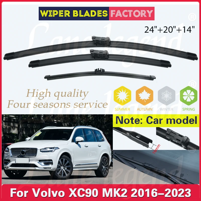 Wiper Front Rear Wiper Blades Set For Volvo XC90 MK2 2016 - 2023 2017 2018 2019 2020 2021 2022 Windshield Windscreen 24\