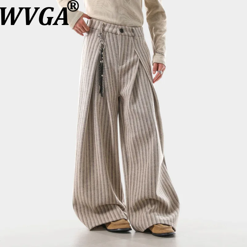 WVGA خريف شتاء جديد رجل المد النمط الأمريكي مطوي تصميم عصري واسعة الساق مخطط المتخصصة عادية الطابق طول السراويل Ins W14179