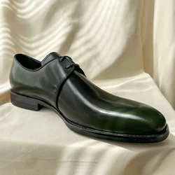 Hanmce Handmade Shoes Men Summer Style 3 Color Wedding Dress Shoes Genuine Leather Derby Shoes