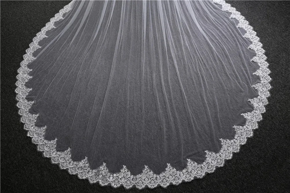 White/Ivory Cathedral Bridal Veil, Sparkling Lace Veil, Double Layered Wedding Veil, Bridal Accessories image 3
