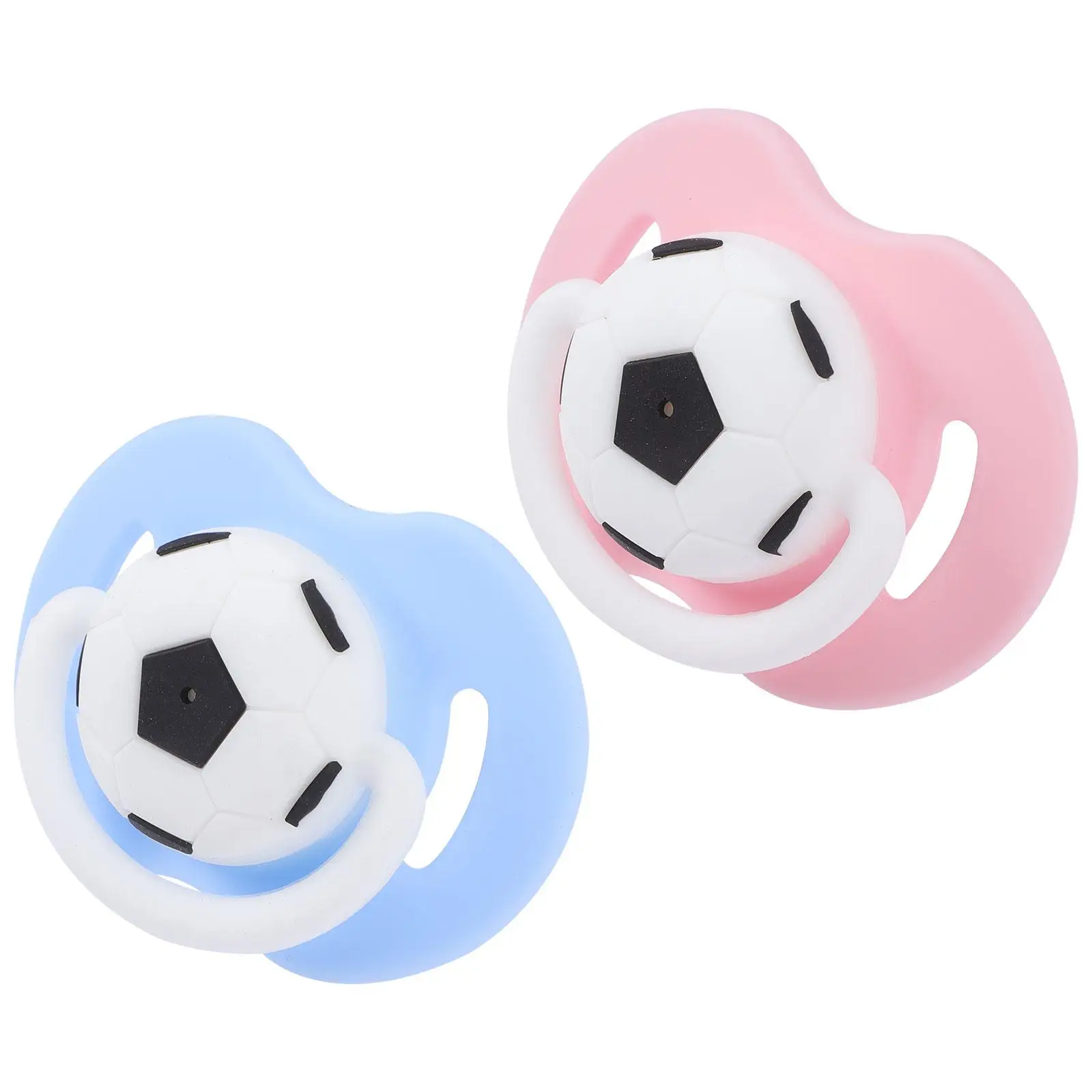 2 Pcs Silicone Pacifiers Funny Football Shape for Baby Teething Infant Soother Durable Comfortable Thin Design Toddler Girl Boy