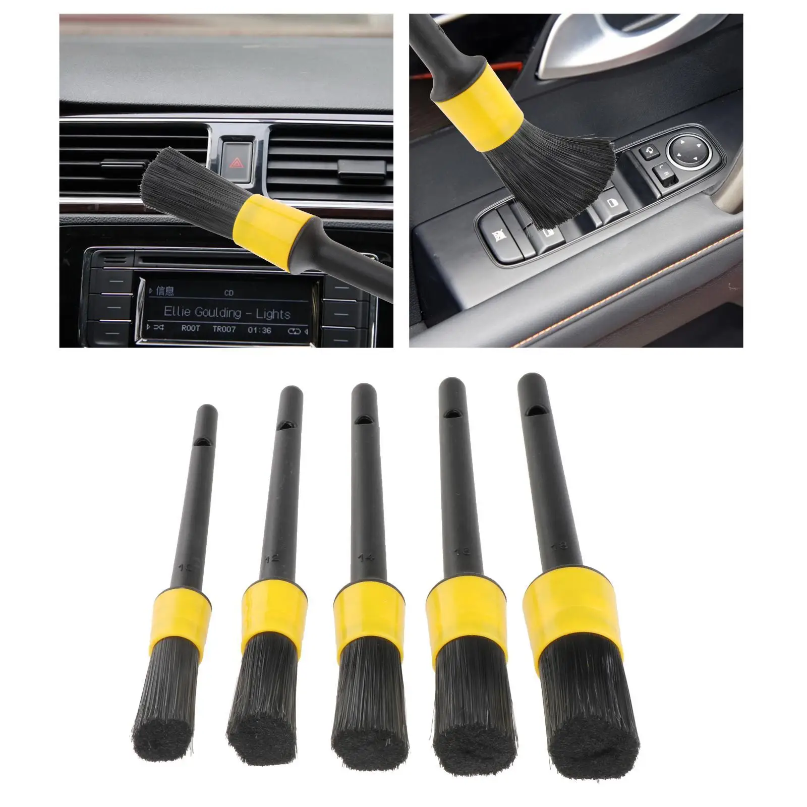 5 Pieces Brush Interior Cleaning Kit Cleaner Automotive Detail Brushes Fit for Cleaning Interior Washing Grille