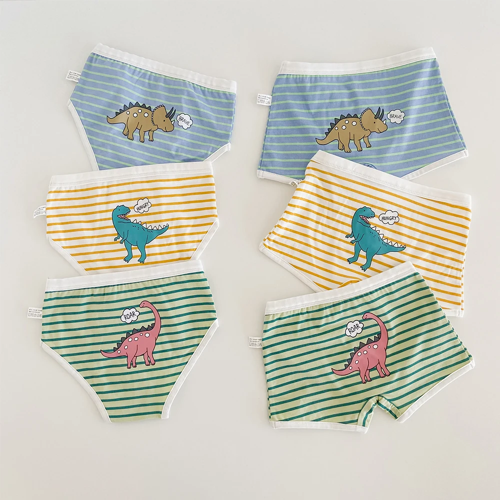 3PCS Lot Young Children Girls Cute Panties Cotton Shorts Briefs Boxers For Boys Baby Underwear Kids Kawaii Dinosaur Underpanties