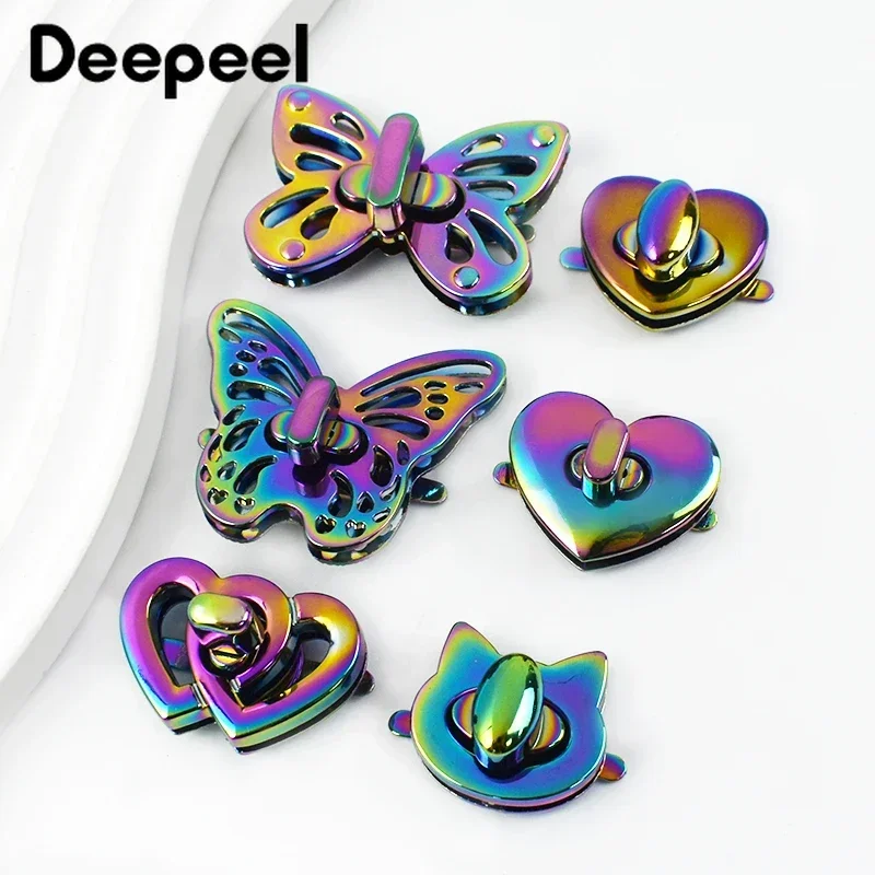 2Pcs Deepeel Colorful Metal Lock Buckle Bag Turn Twist Locks Clasp Handbag Purse Closure Buckles DIY Leather Crafts Accessories