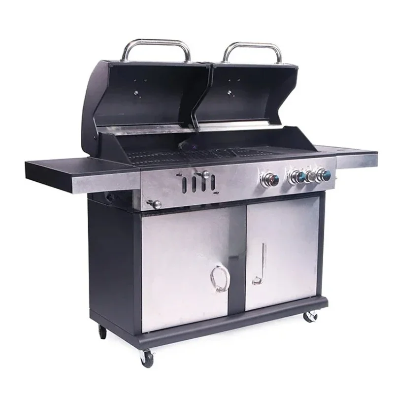 Factory New Outdoor Camping Garden Large Gas And Charcoal Grill Combo Smokeless Barbecue Commercial Bbq Grills