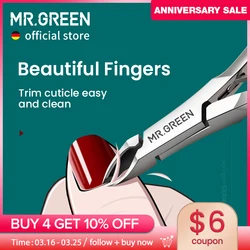 MR.GREEN-cortauñas de acero inoxidable para manicura, cortador de cutículas, removedor de piel muerta y pedicura