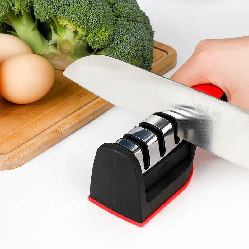 

Kitchen 3/4-Segment Knife Sharpener Household Multi-Functional Hand-Held 3/4-Purpose Black Sharpening Stone