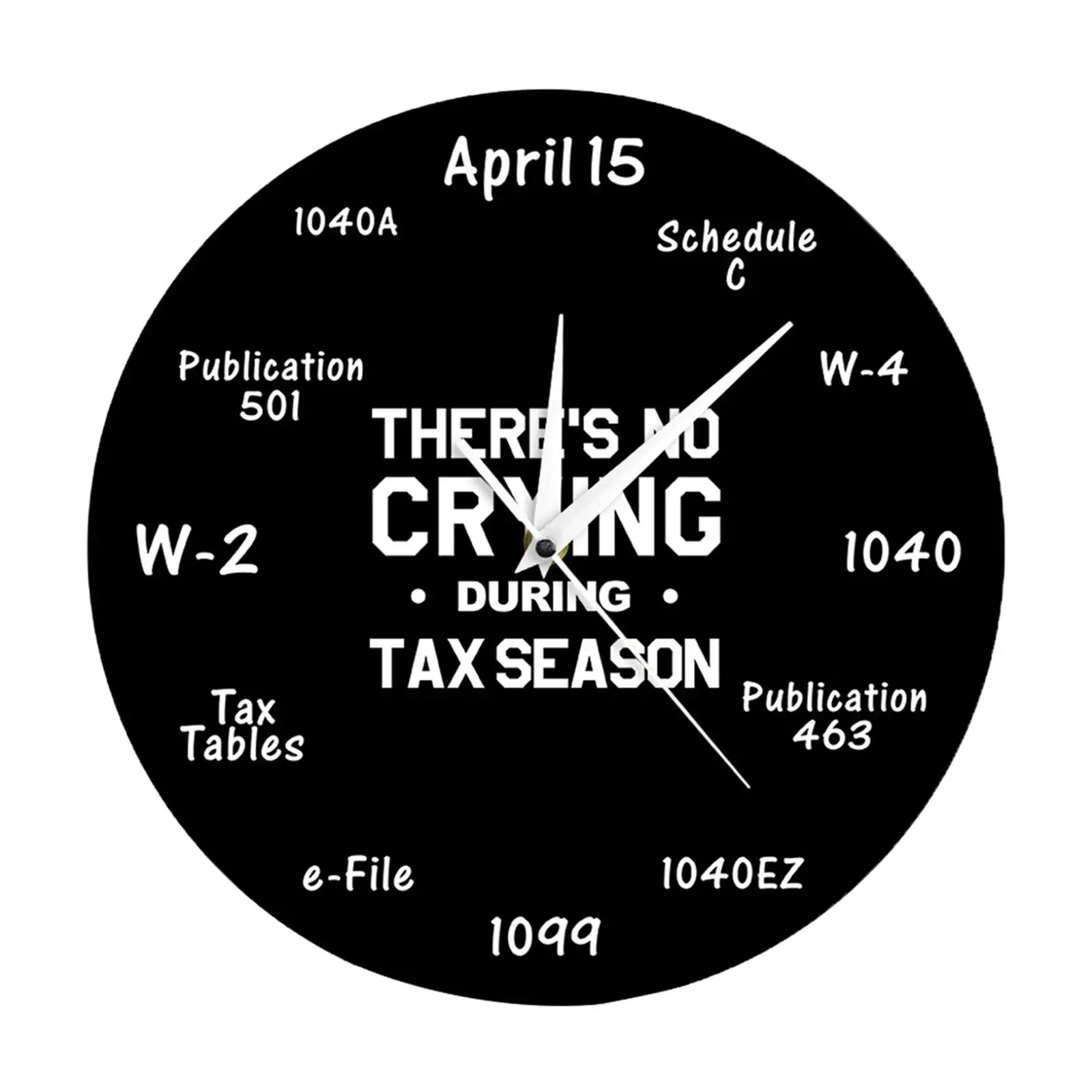Round Acrylic Wall Clock 12 Inch Funny Accountant Tax Design Silent Battery Operated Decor for Living Room Farmhouse