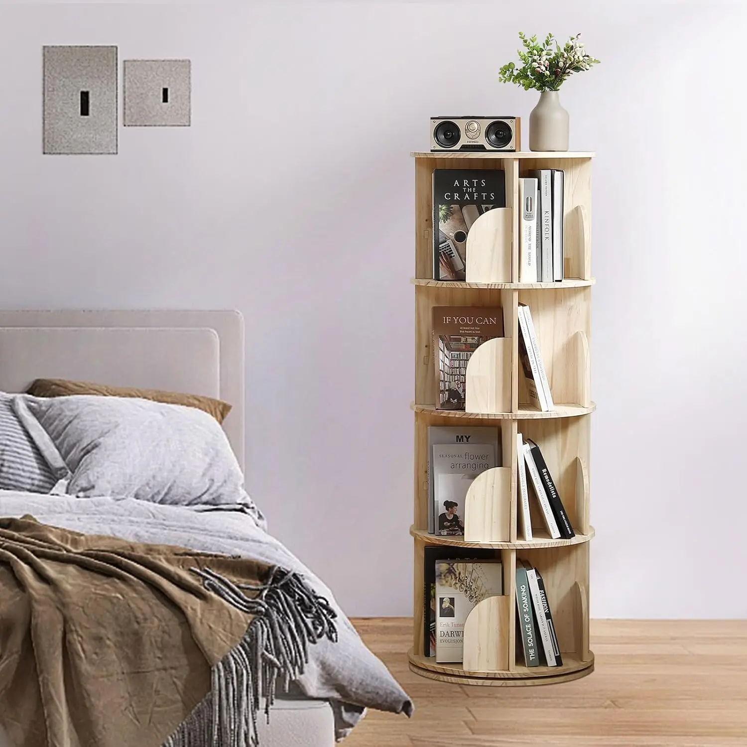 

Rotating Bookshelf 360-degree Display Floor-type Bookshelf Children's Room Solid Wood Bookshelf Storage Rack