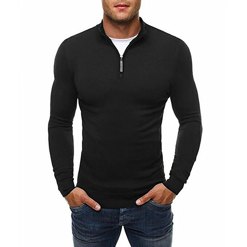 

MRMT 2024 Brand New Men's Sweatshirts Leisure Zipper Fashion Solid Color Pullover for Male High-collar Sweater Sweatshirt