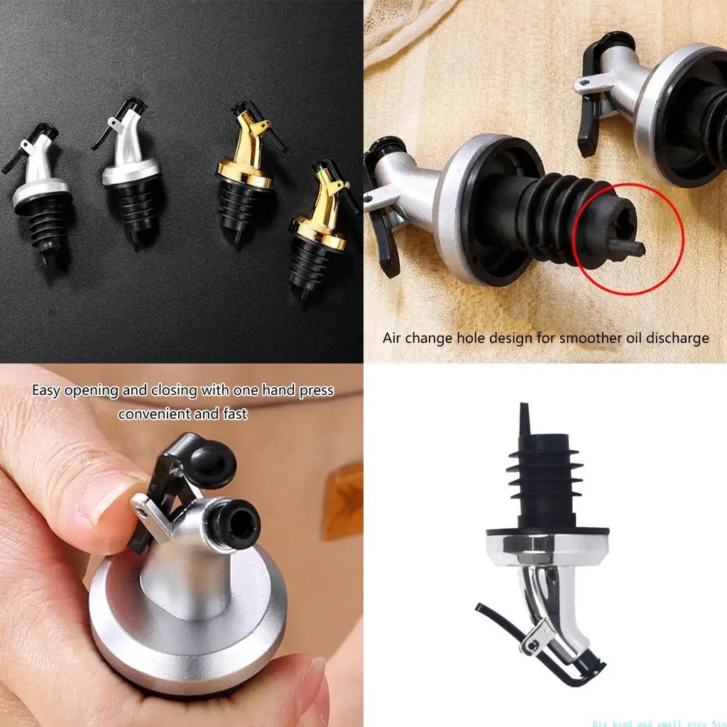 581C 4 Pieces Convenient Oil Bottle Stopper Wine Bottle Pourer Liquor Dispenser