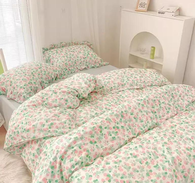 

Cotton 200 * 230 four piece summer bed sheet and duvet cover