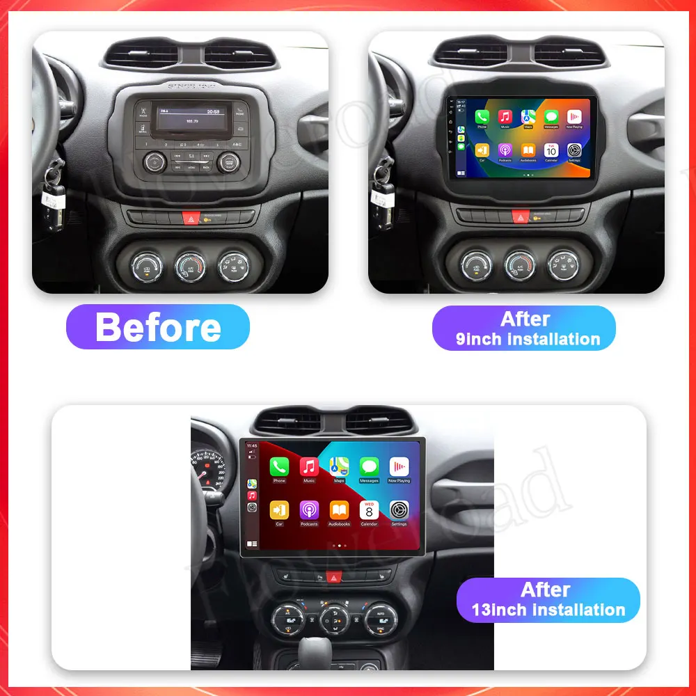 13.3 inch Android For Jeep Renegade 2016 - 2020 Car Radio Multimedia Player Stereo Navigation GPS Carplay Autoradio WIFI Monitor