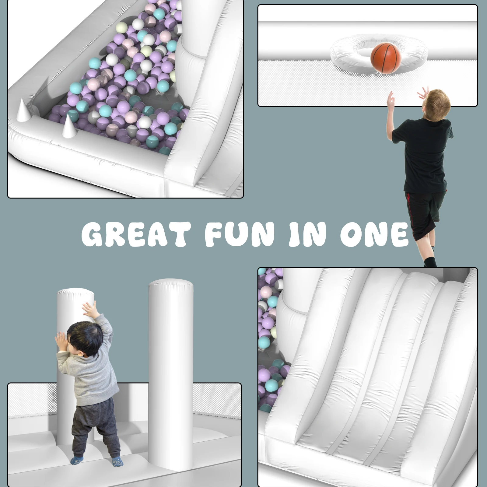 インフレータブルホワイトバウンスハウス 2.9*2.9*2.3 メートル子供のためのジャンプ城弾む家ホワイトハウス子供のためのスライド屋外おもちゃ