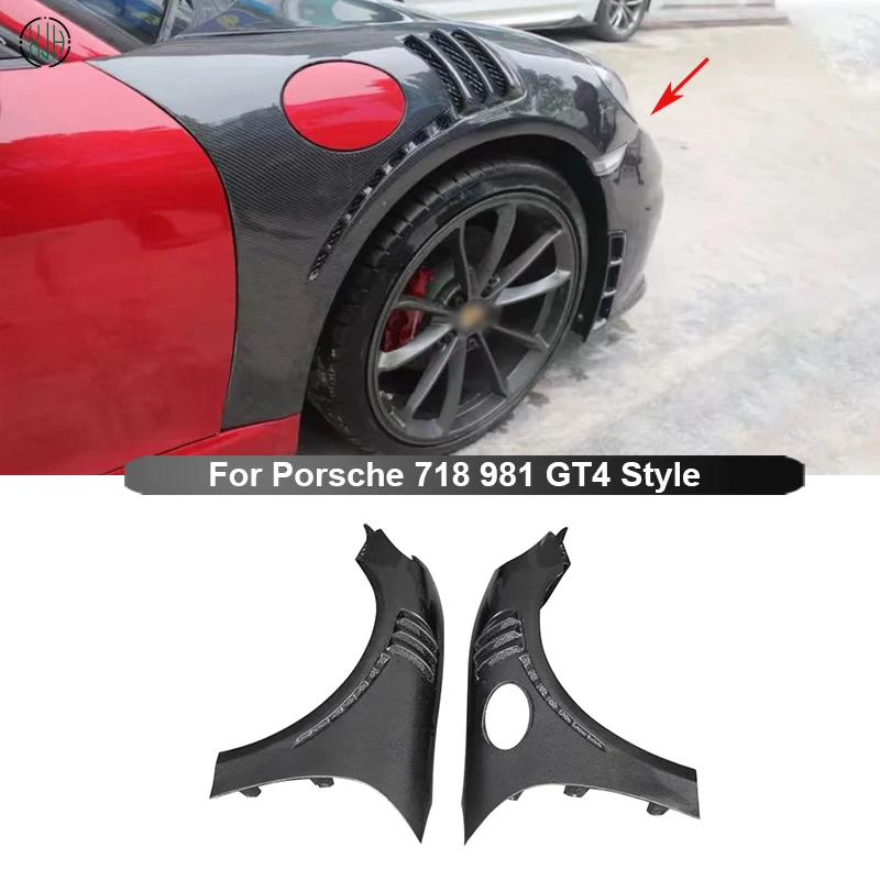 

For Porsche 718 981 GT4 Style Carbon Fiber Car Front Bumper Side Fender Air Vent Covers Trims Parts Upgrade Body kit