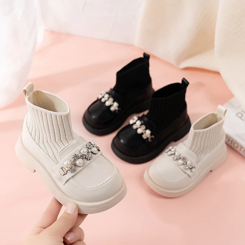 

2025 Autumn&Winter New Fashion Children Boots Girls Rhinestone Princess Boots Breathable Kids SockShoes детские ботинки девочку