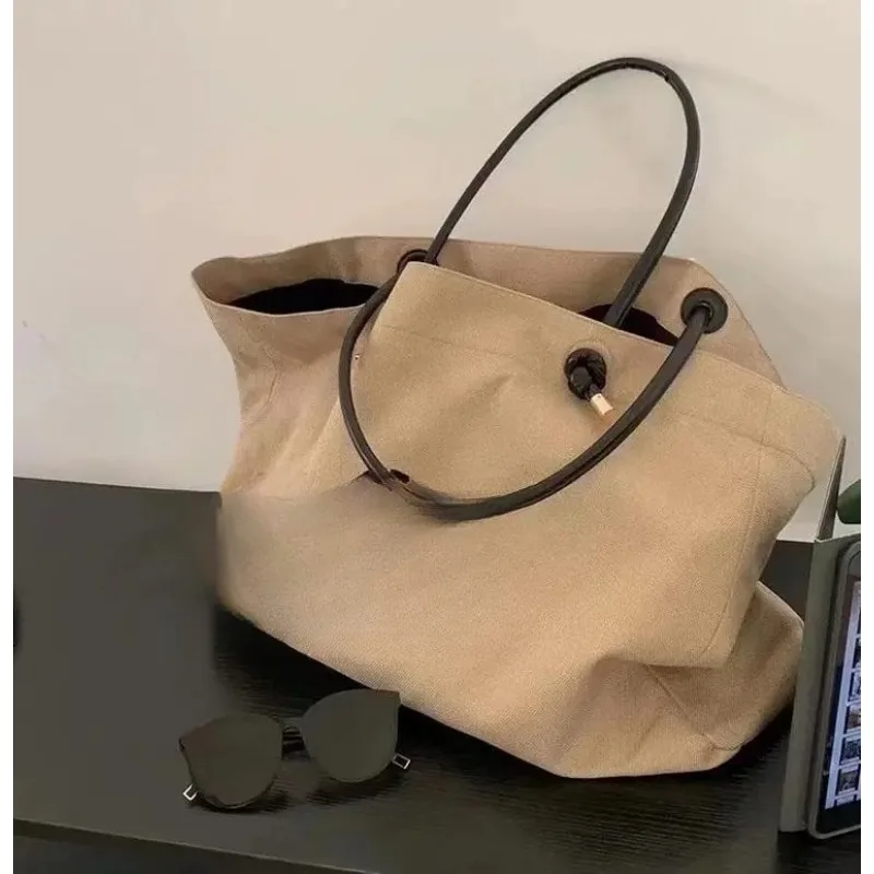 

Large Capaci Single oulder Bag Khaki Color op Handbag Women's Summer Korean Sle Versatile Canvas Tote Bag