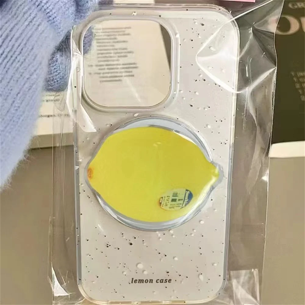 Korean apple Lemon Foldable For Magsafe Magnetic Phone 16 Griptok Grip Tok Stand For iPhone Wireless Charging Case Holder