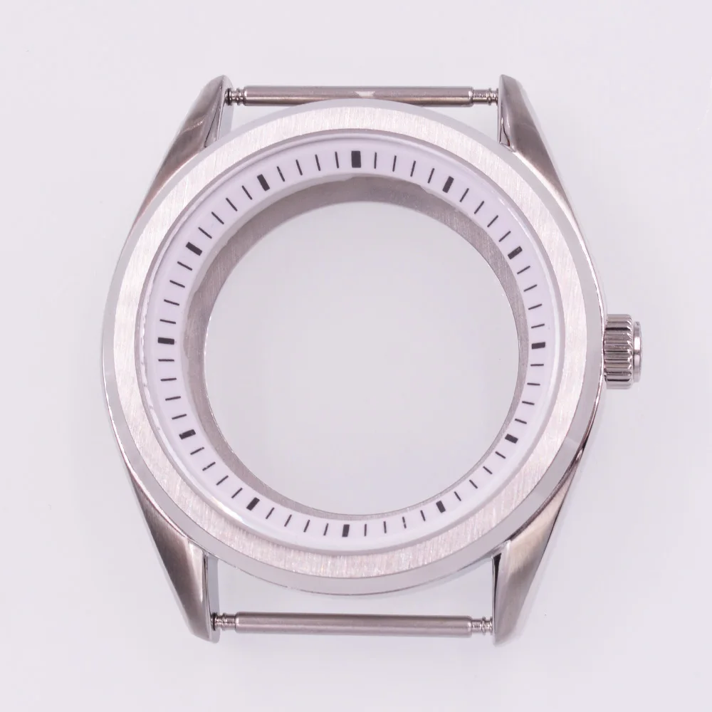 40mm Silver Watch Case Sapphire glass White/Blue/Orange/Black Chapter Ring FIT NH34 NH35 NH36 Movement image 2